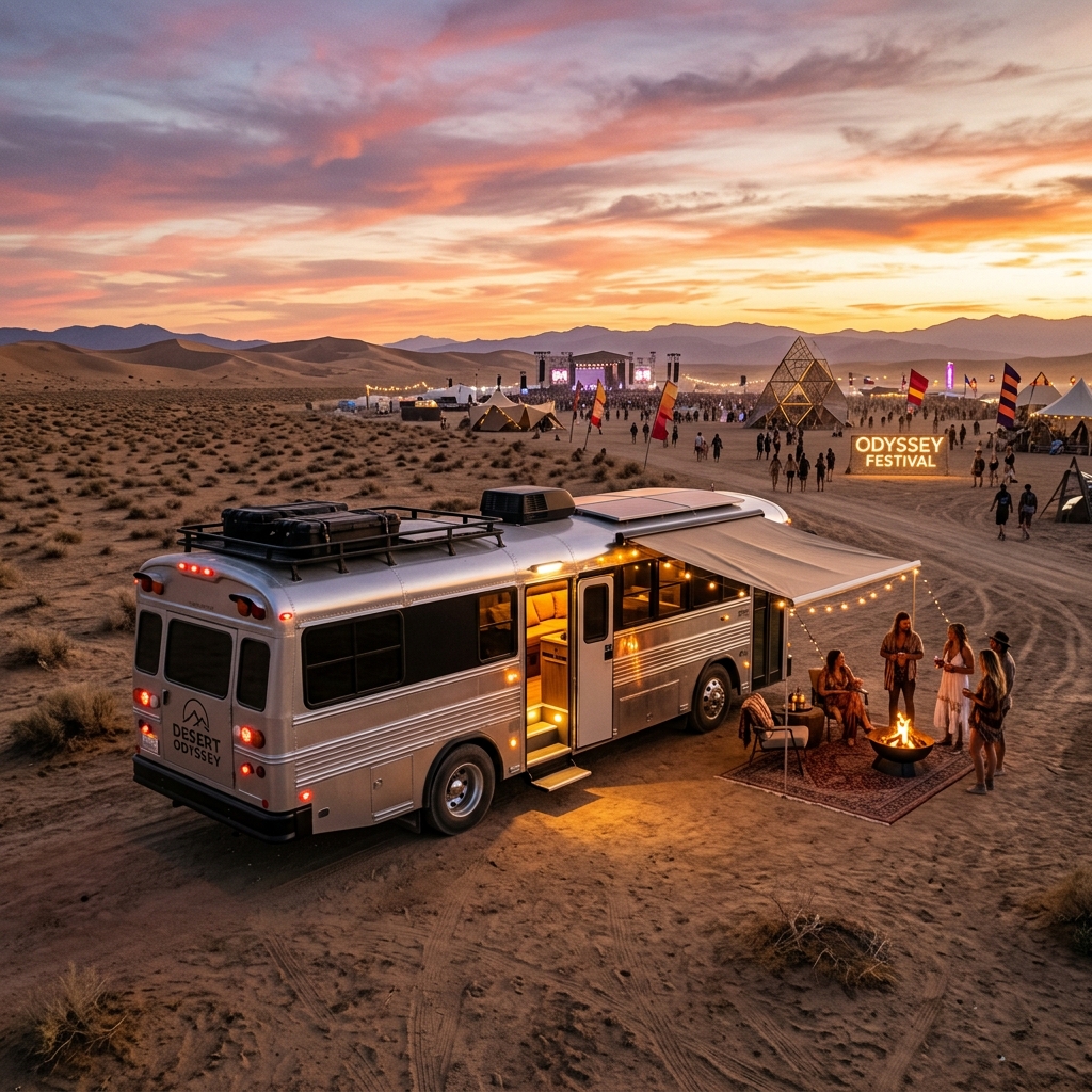 Silver RV in Desert